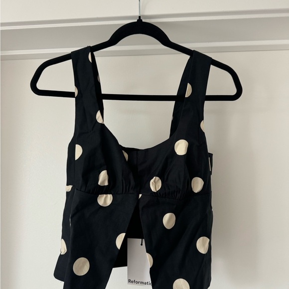 Reformation Jianna Tank - Black and White Polka Dot Crop Top NWT - Picture 4 of 4